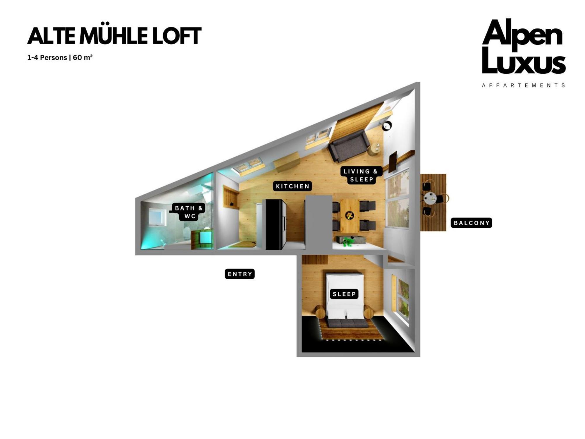 Apartmán Alte Muehle Loft - An Alpenluxus Appartement, Tyrol